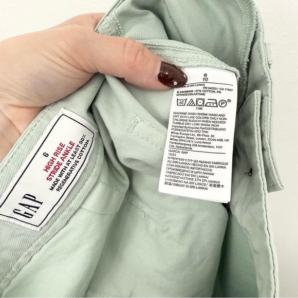 GAP High Rise Stride Ankle Pants Frothy Aqua Wide Leg Chino - Picture 6 of 6